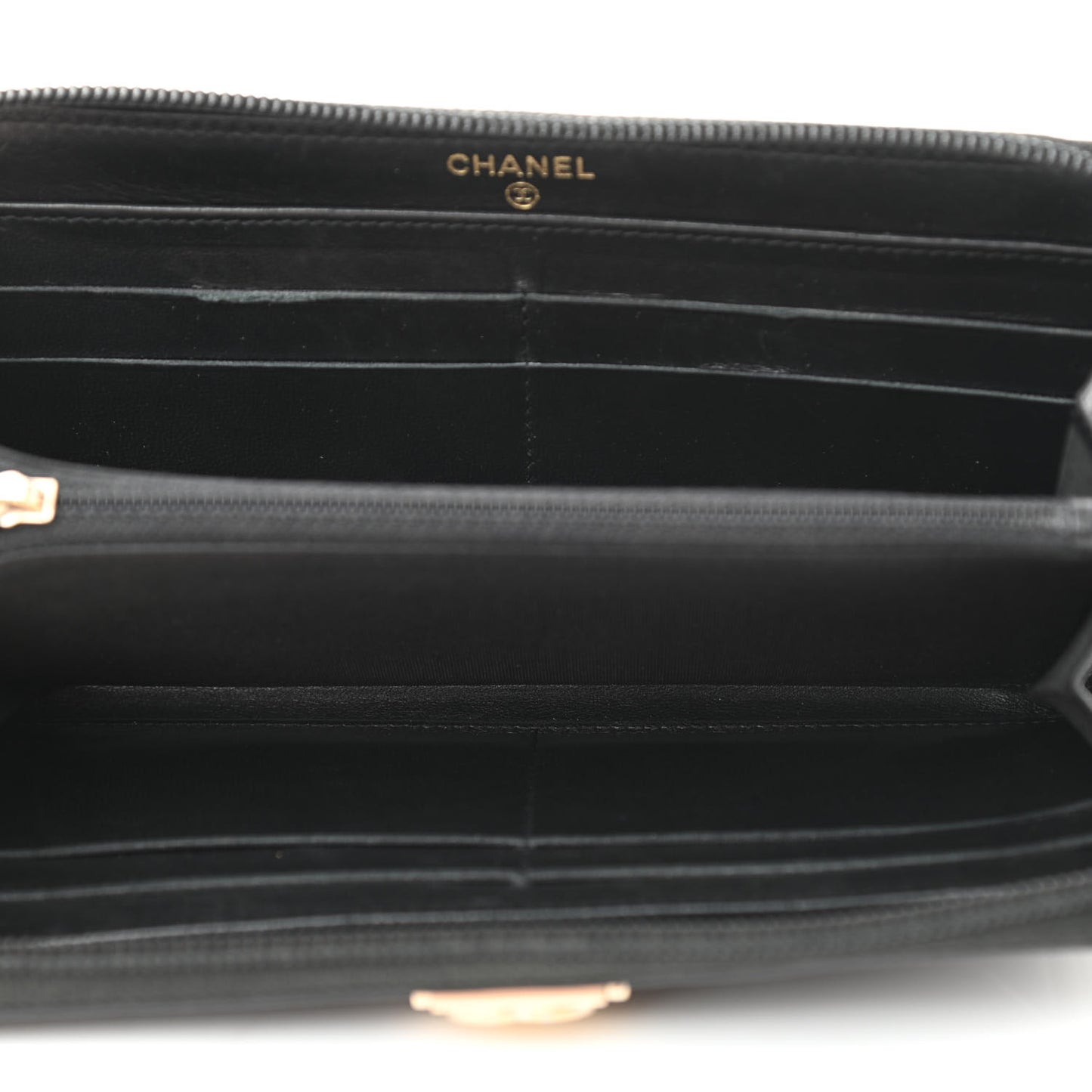 Lambskin Quilted Boy Zip Around Wallet Black