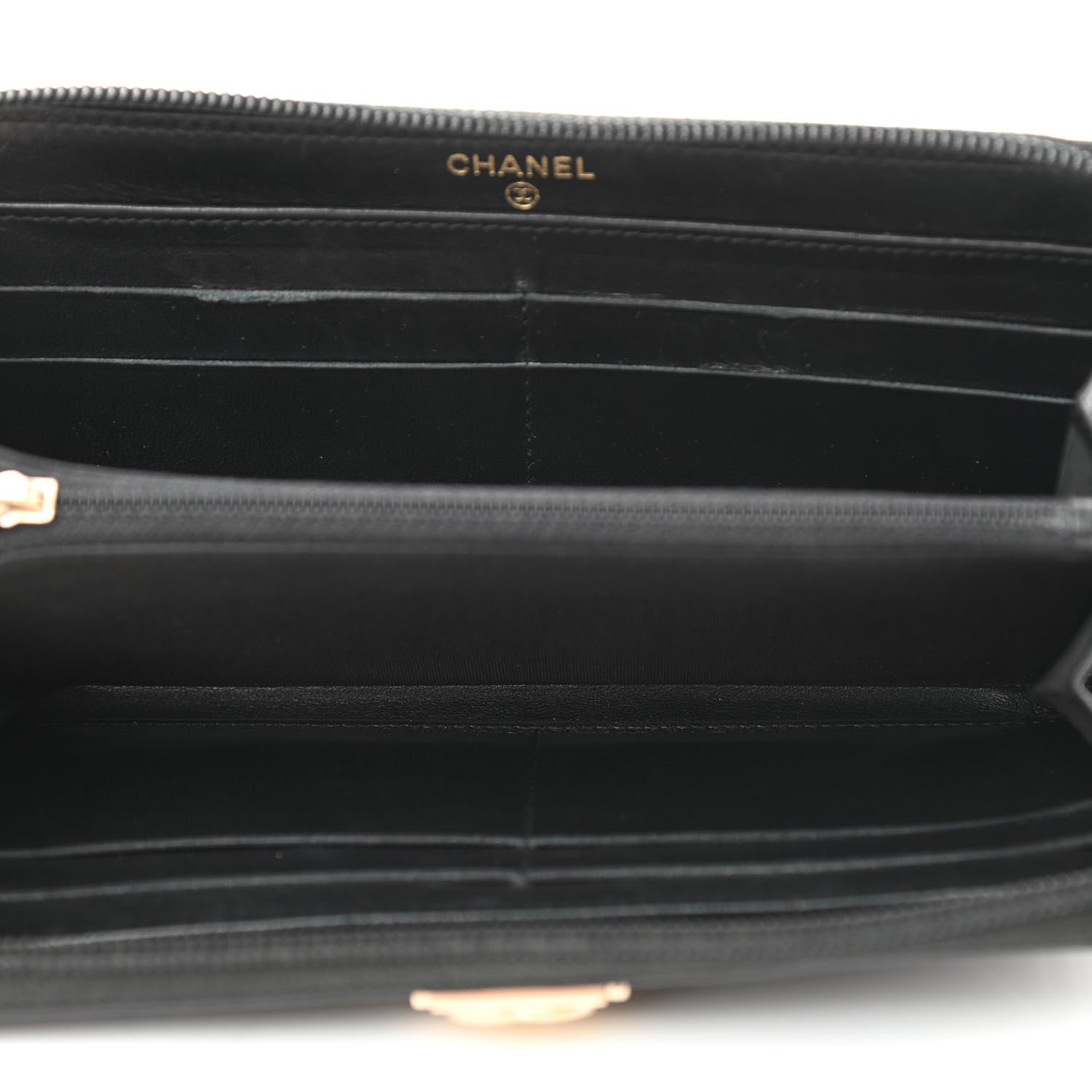 Chanel Lambskin Quilted Boy Zip Around Wallet Black 5 of 9