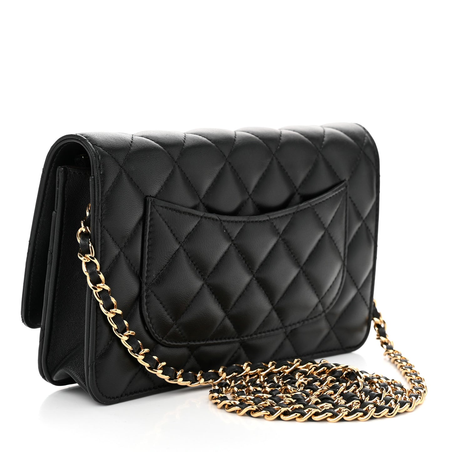Lambskin Quilted Wallet On Chain WOC Black