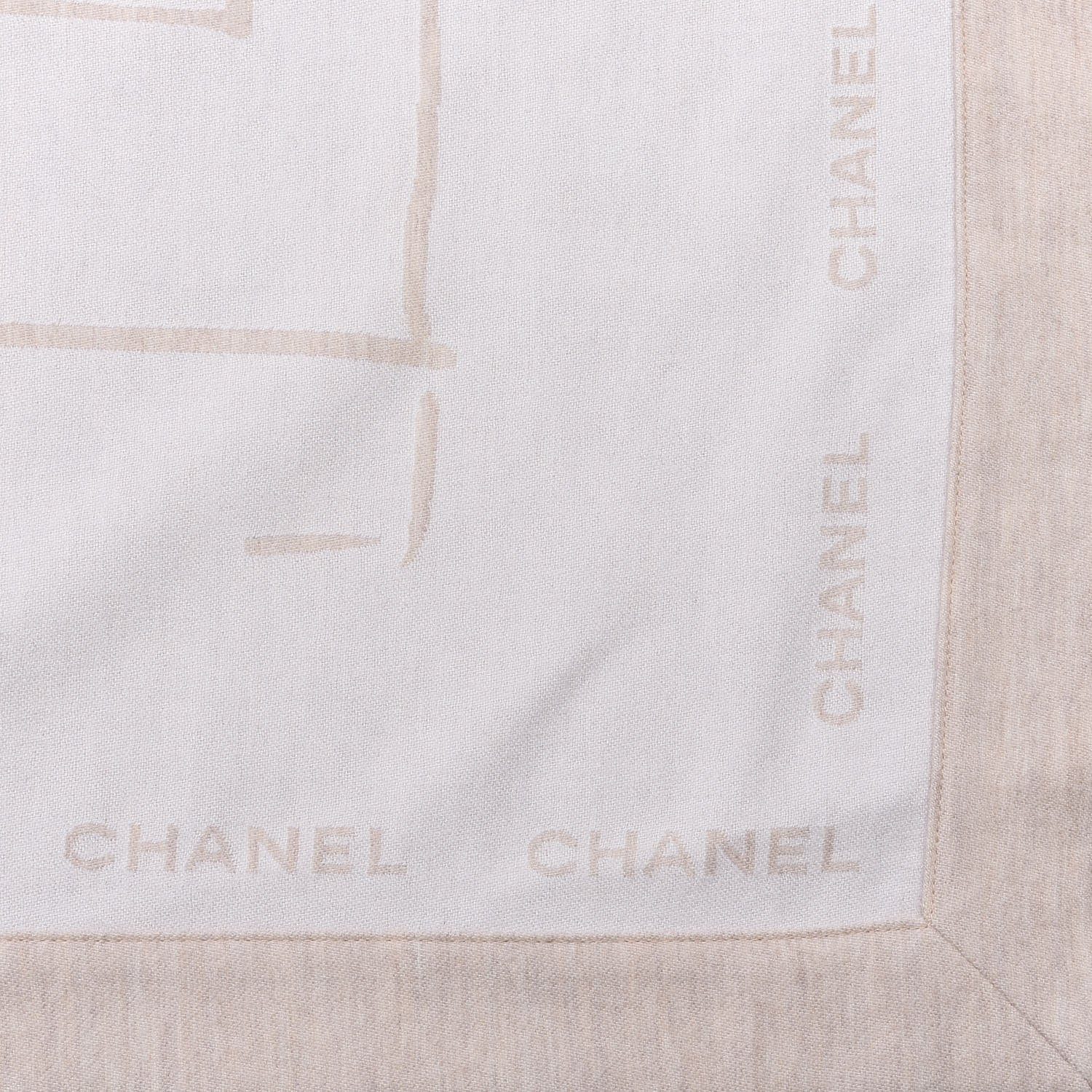 Chanel Wool Silk Lightweight Throw Blanket Beige 2 of 3