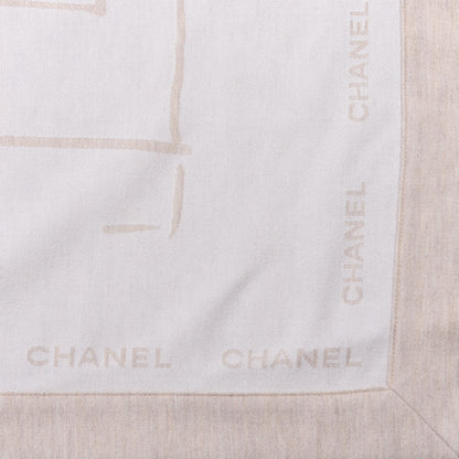 Chanel Wool Silk Lightweight Throw Blanket Beige 2 of 3