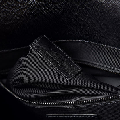 Saint Laurent Grain De Poudre Textured Mixed Matelasse Large Triquilt Monogram Monochrome Satchel Black 12 of 12