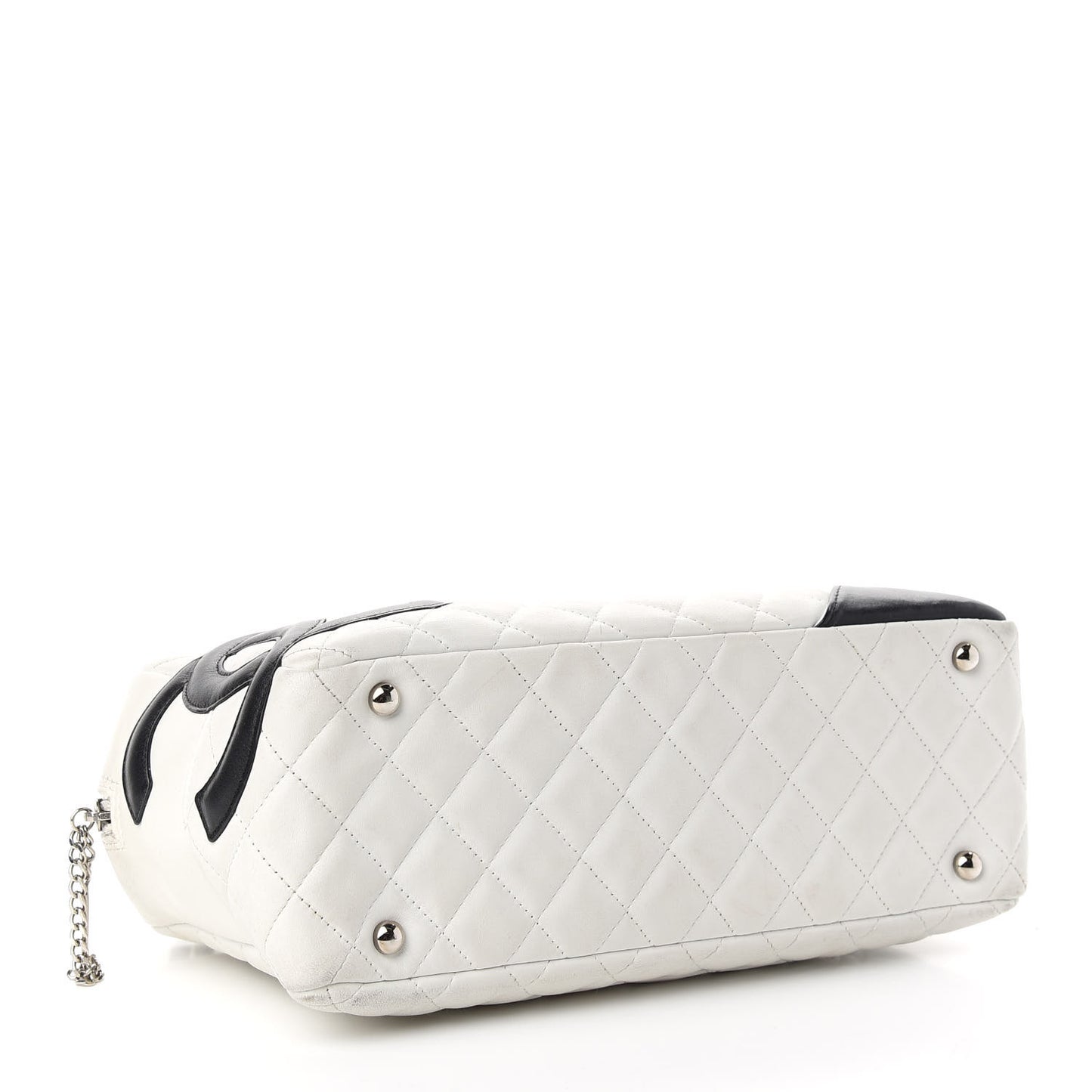 Calfskin Quilted Large Cambon Bowler White Black