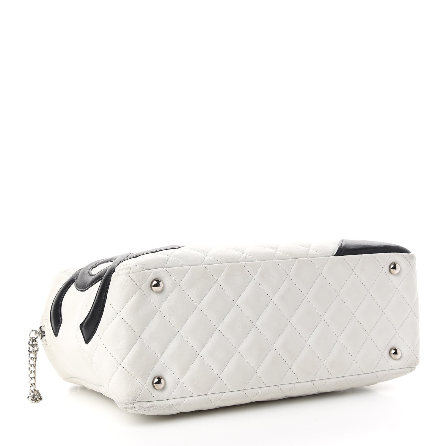 Chanel Calfskin Quilted Large Cambon Bowler White Black 4 of 11