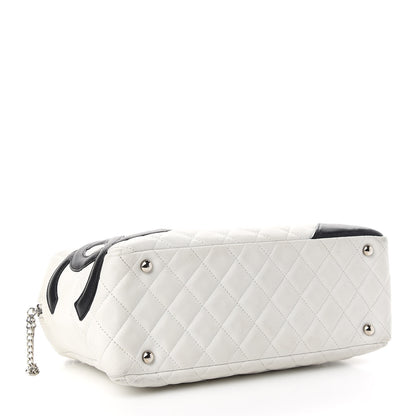 Chanel Calfskin Quilted Large Cambon Bowler White Black 4 of 11