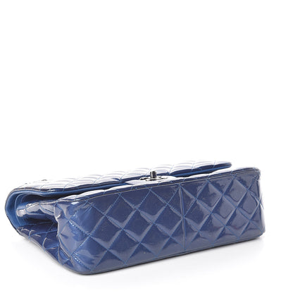 Chanel Patent Quilted Jumbo Double Flap Blue 4 of 13