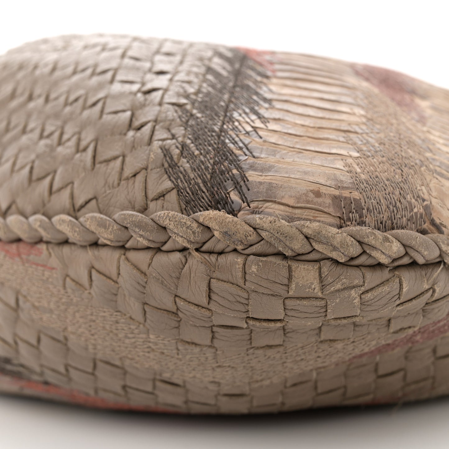 Nappa Snakeskin Embroidered Intrecciato Large Veneta Hobo Beige Multicolor