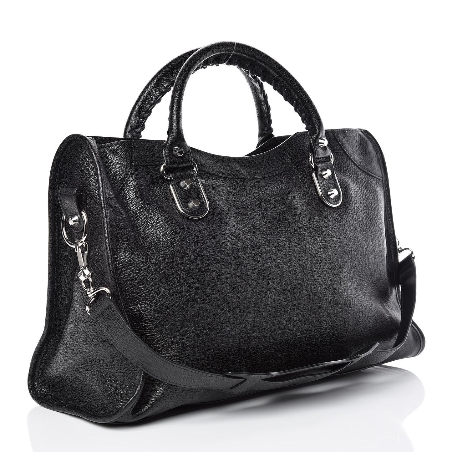 Chevre Silver Metallic Edge Hardware City Black