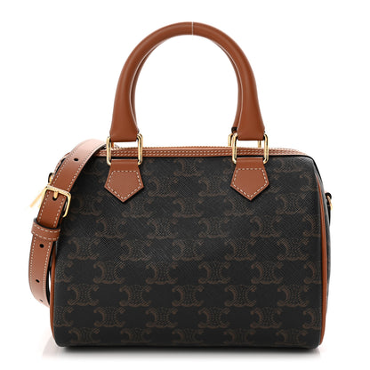 Celine Triomphe Canvas Calfskin Small Boston Bag Tan 1 of 9