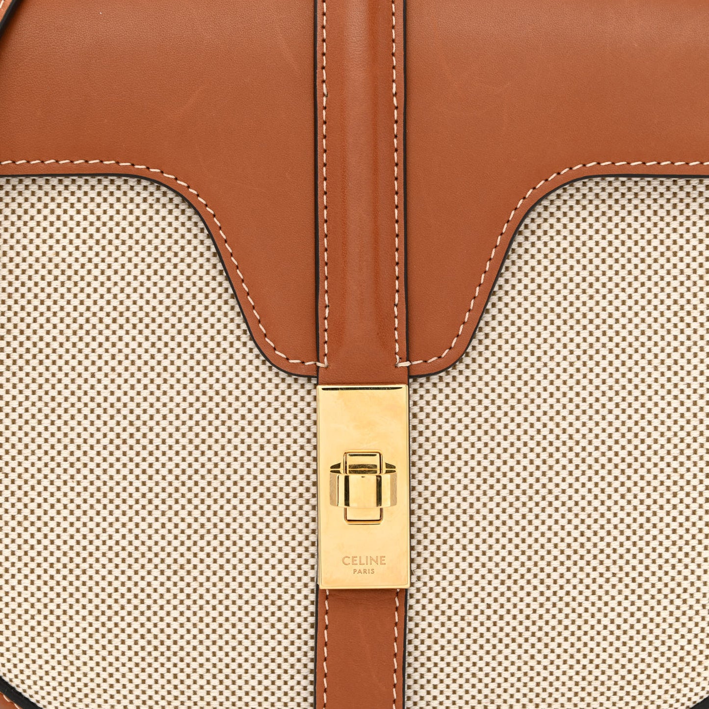 Textile Natural Calfskin Medium Besace 16 Tan