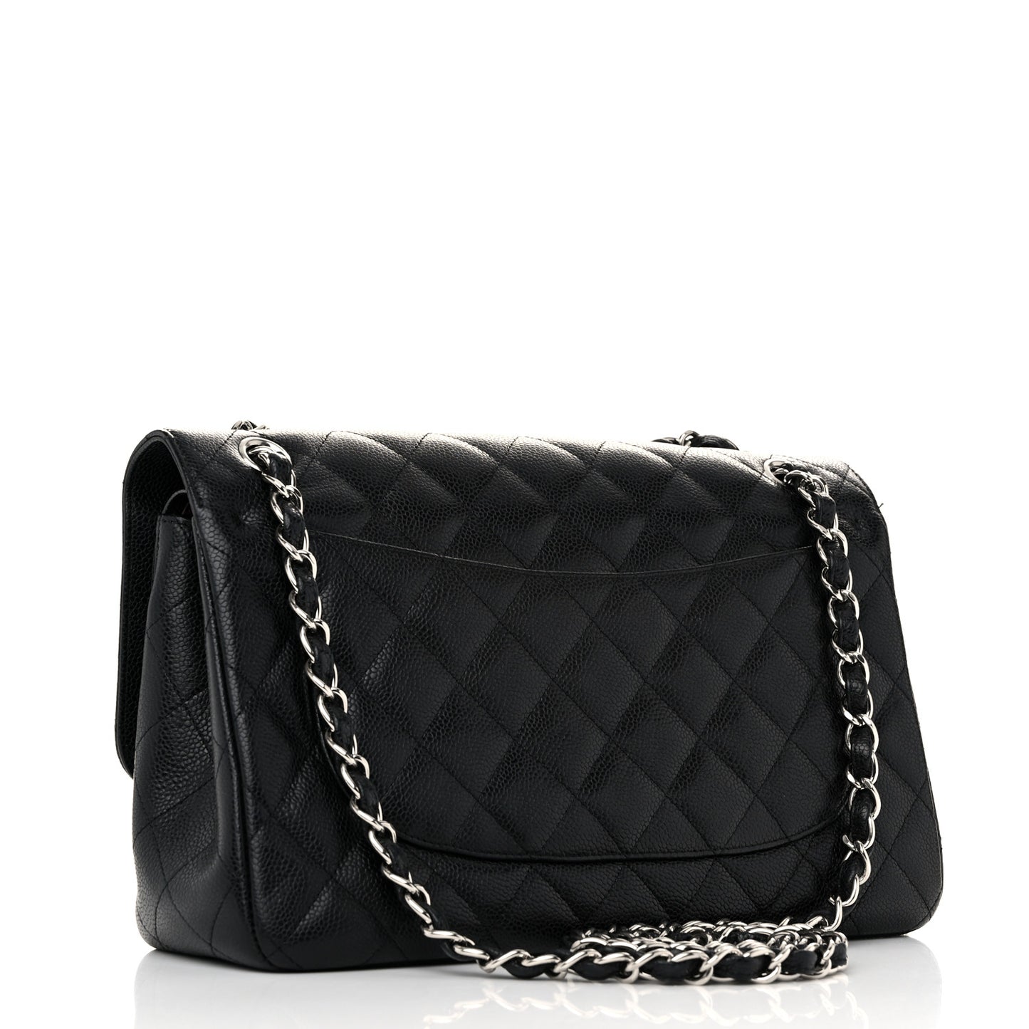 Caviar Quilted Jumbo Double Flap Black