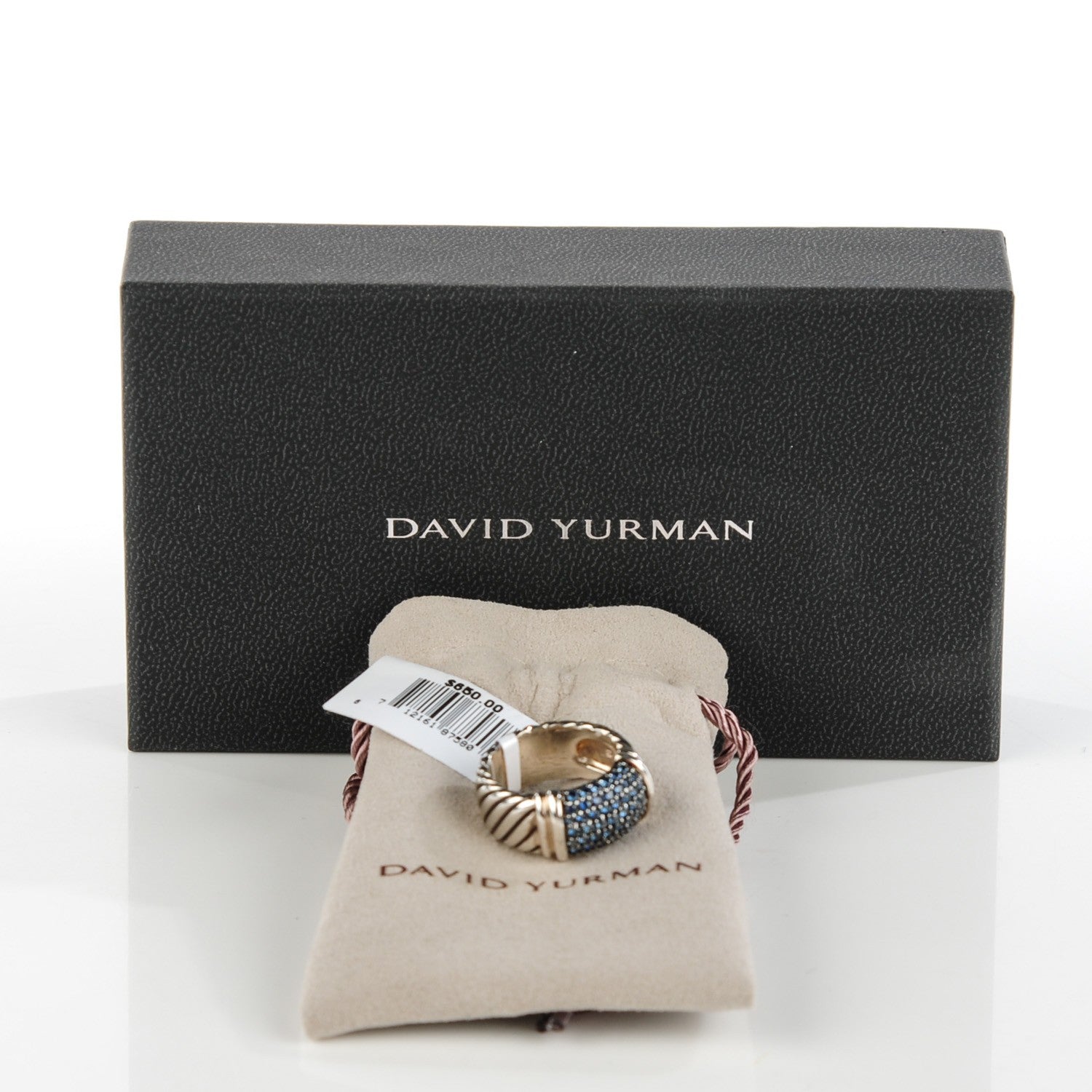 David Yurman Sterling Silver Blue Sapphire 10mm Wide Cable Candy Metro Ring 51.5 6 6 of 6