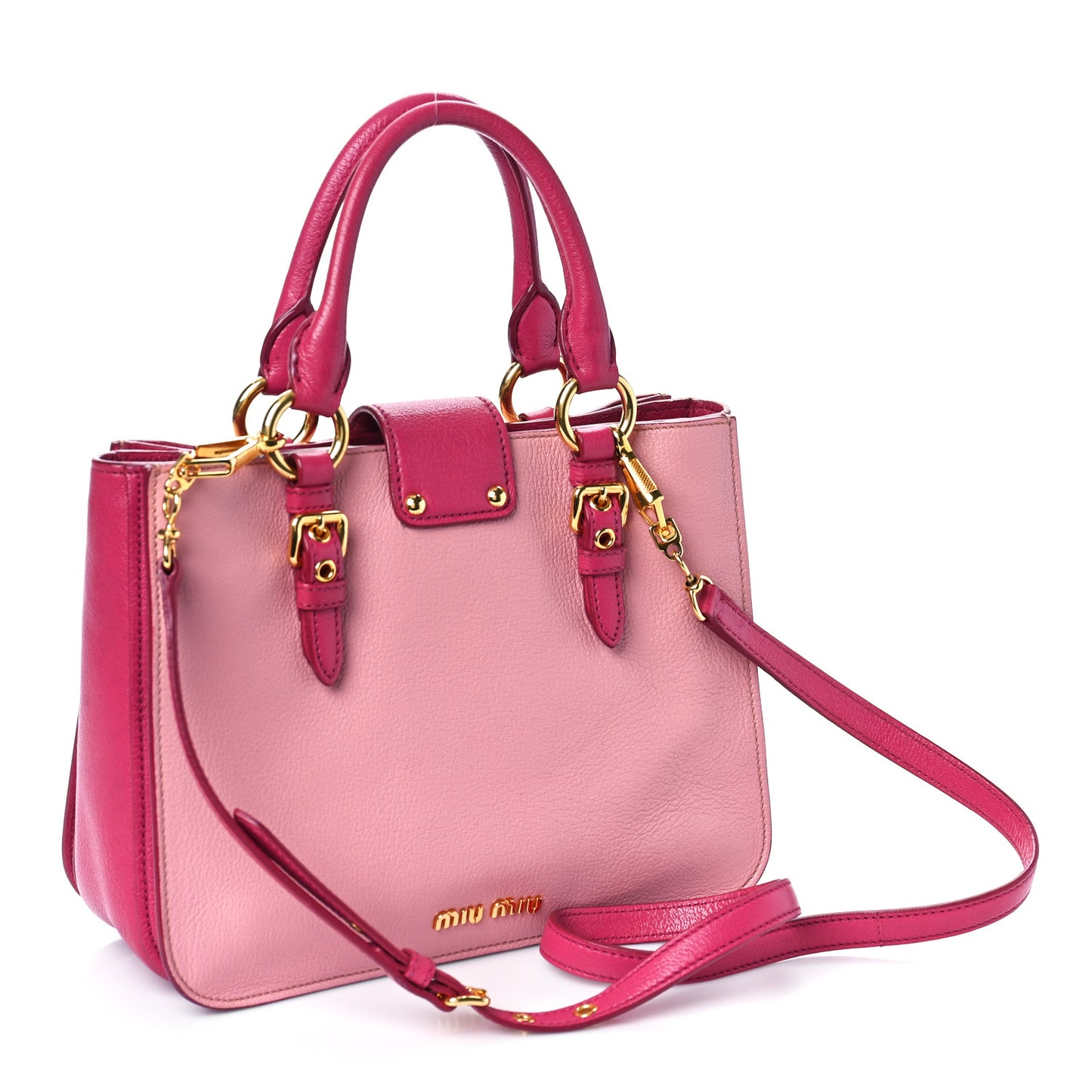 Goatskin Madras Bicolore Shopping Tote Rosa Peonia