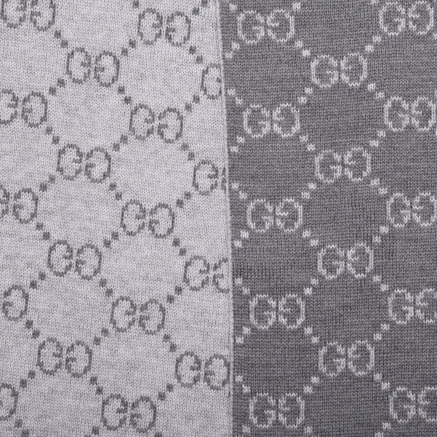 Gucci Wool Tricot GG Monogram Web Solange Scarf Graphite Light Grey 2 of 4