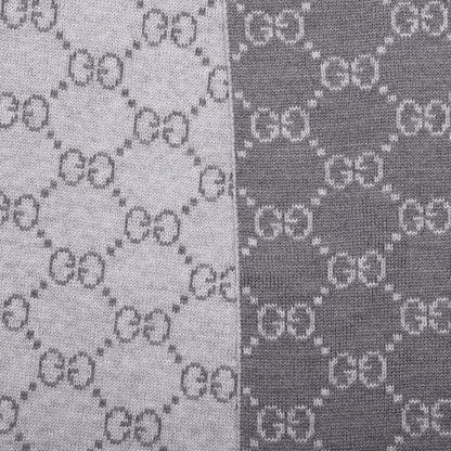 Gucci Wool Tricot GG Monogram Web Solange Scarf Graphite Light Grey 2 of 4