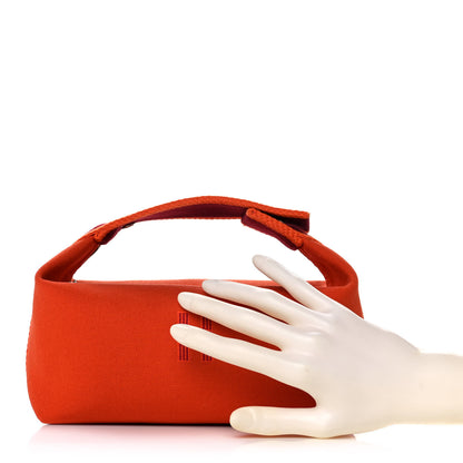Hermes Canvas Small Bride-A-Brac Pouch Orange Burgundy 3 of 12