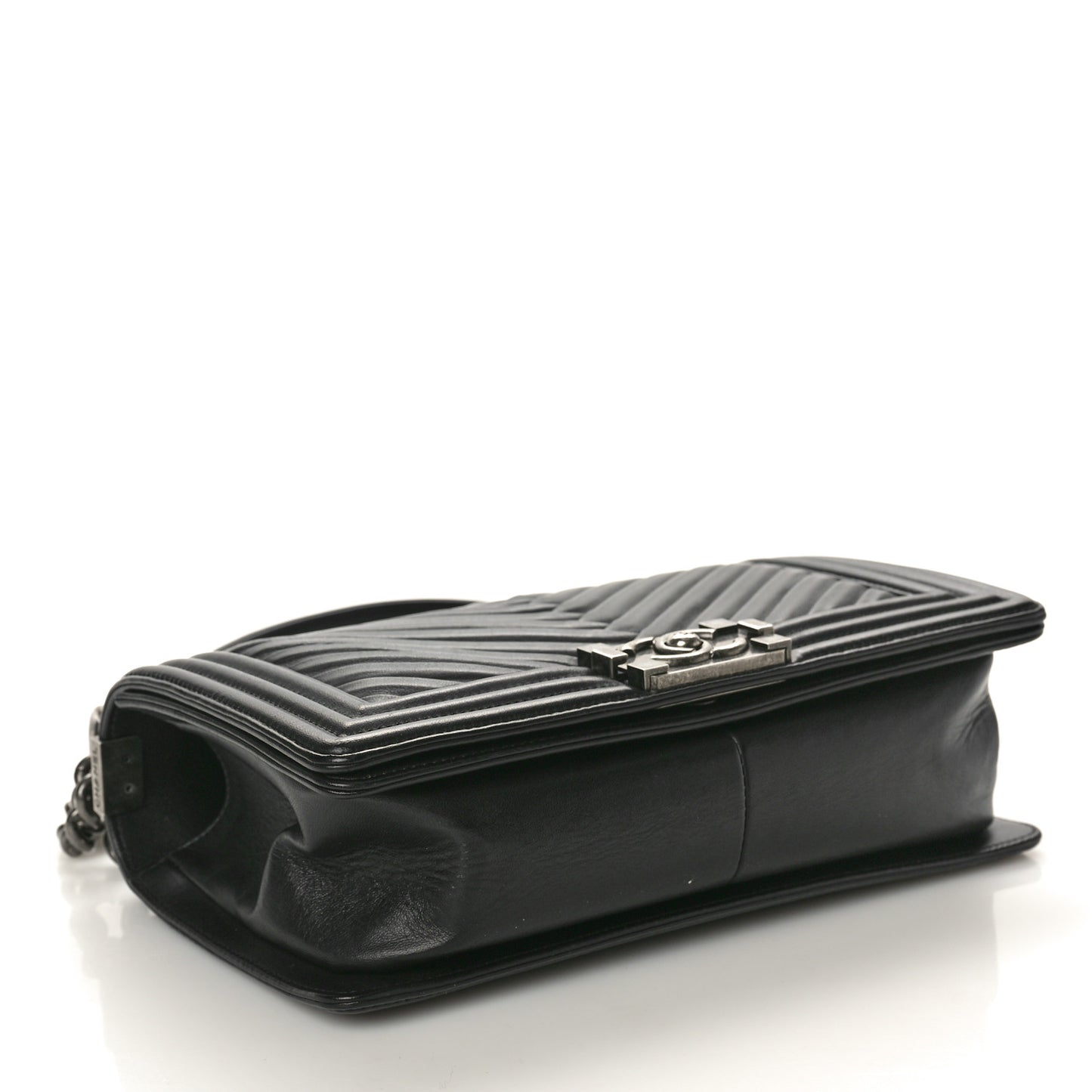 Lambskin Pleated Medium Boy Flap Black