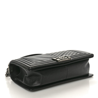Chanel Lambskin Pleated Medium Boy Flap Black 3 of 10