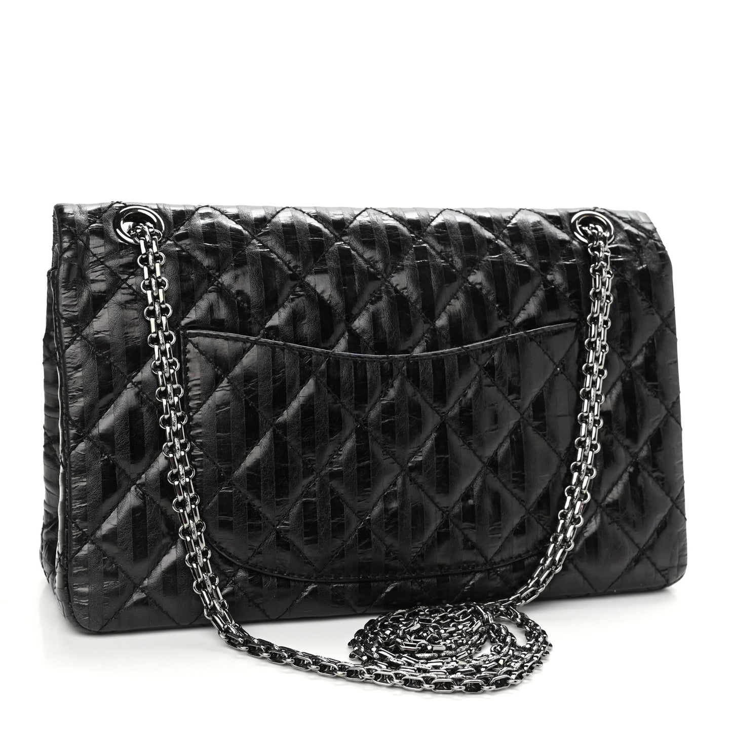 Metallic Calfskin Striped 2.55 Reissue 226 Flap Black