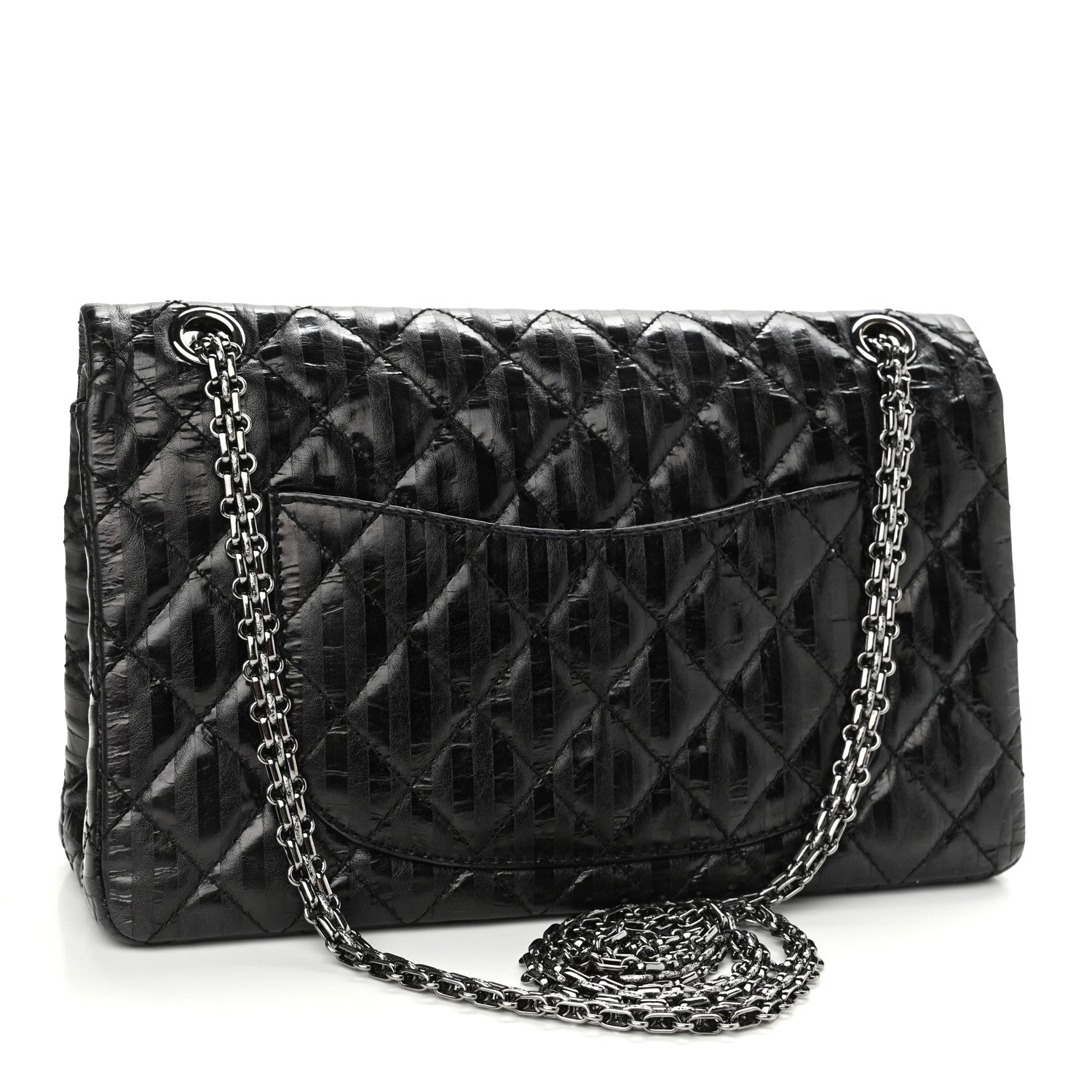Chanel Metallic Calfskin Striped 2.55 Reissue 226 Flap Black 3 of 10