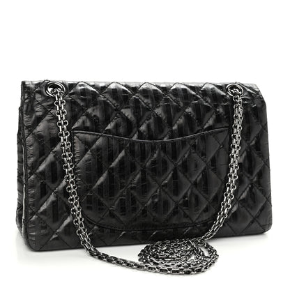 Chanel Metallic Calfskin Striped 2.55 Reissue 226 Flap Black 3 of 10