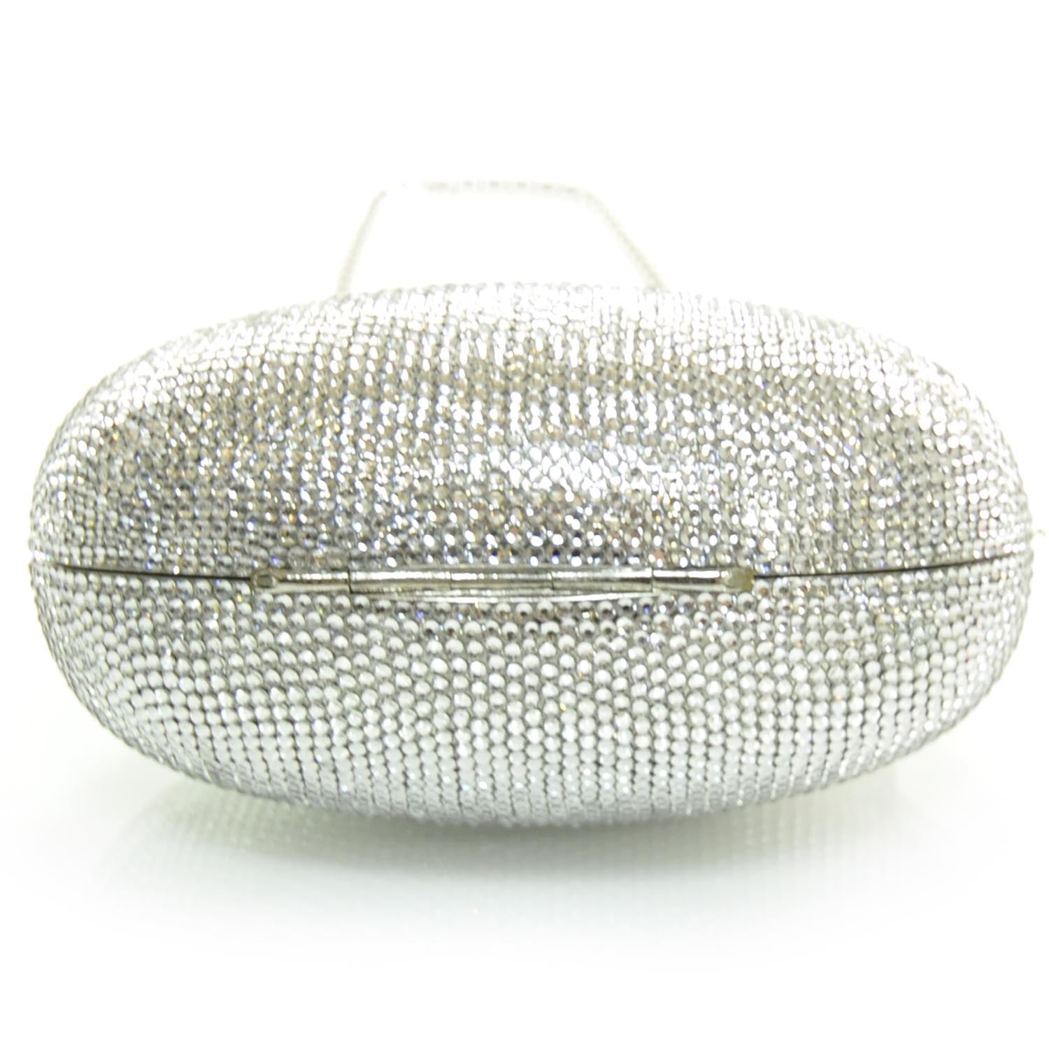 Judith Leiber Swarovski Crystal Chatelaine Minaudiere Evening Bag Silver 4 of 7