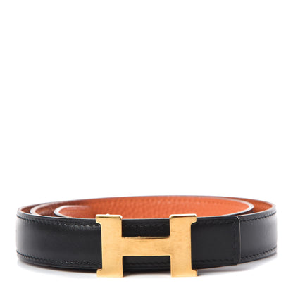 Hermes Box Taurillon Clemence 24mm Constance Belt 80 Orange Black 1 of 7