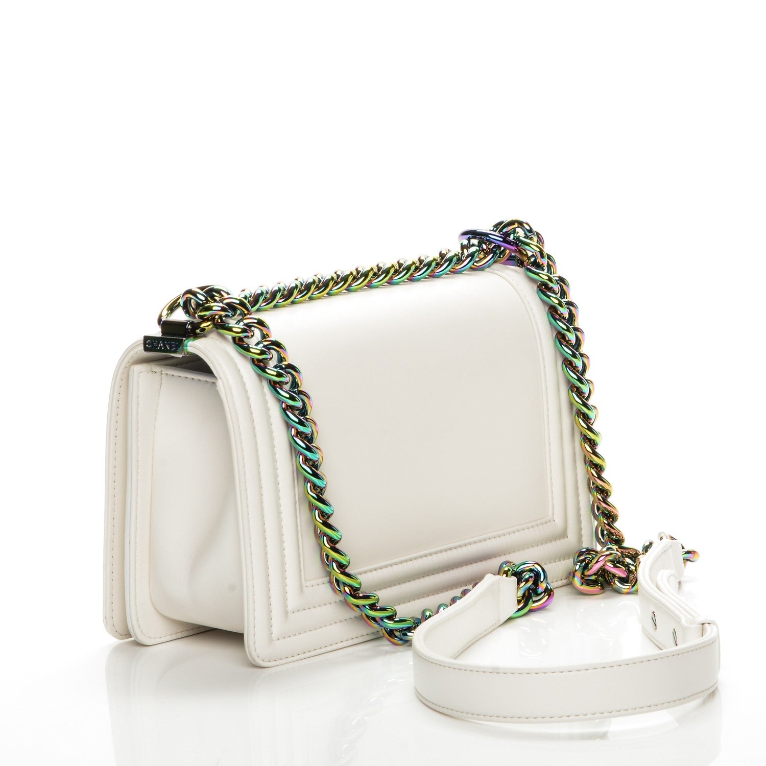 Chanel Lambskin LED Iridescent Metal Small Boy Flap White Multicolor 4 of 12