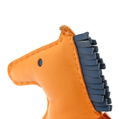 Hermes Milo Lambskin Grigri Rodeo Horse Bag Charm MM Jaune D'or Bleu Agate Cornaline 4 of 5