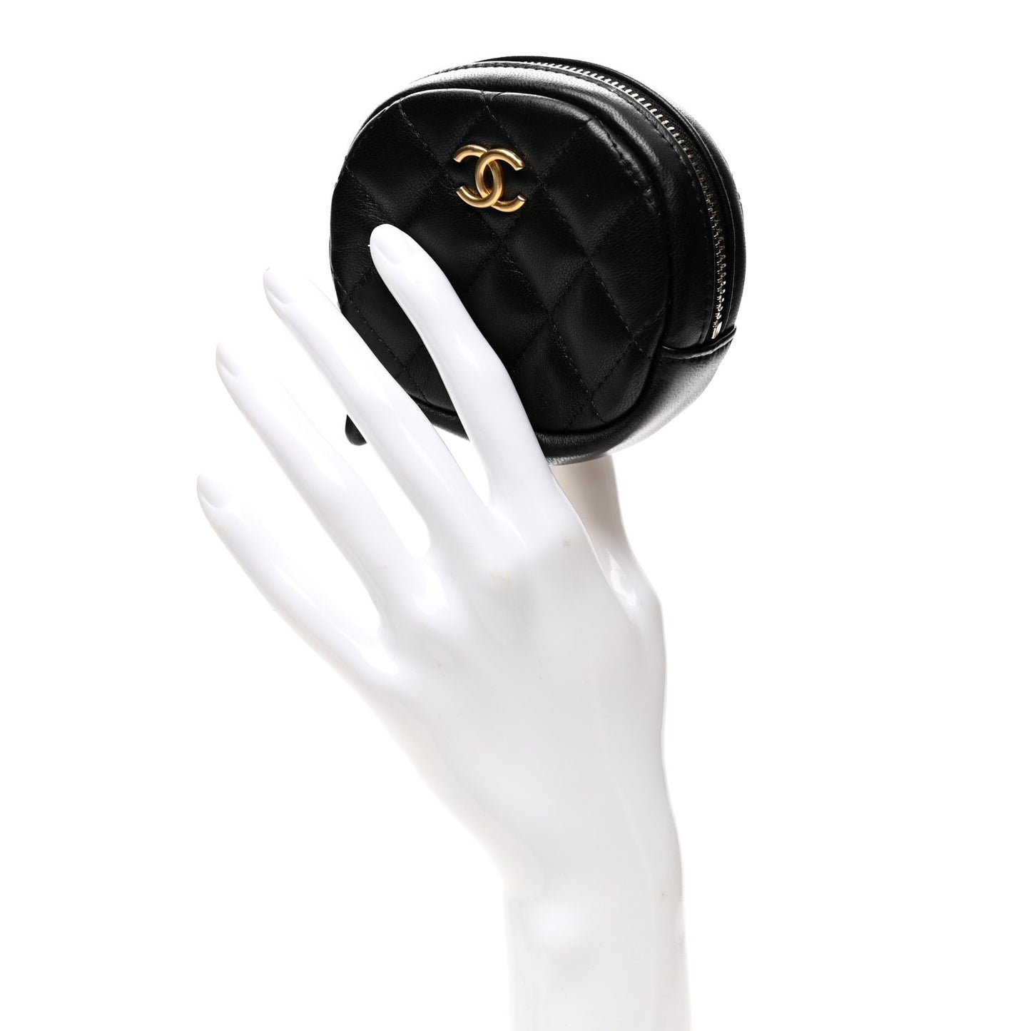Lambskin Quilted Zip Around Classic Coin Purse Black