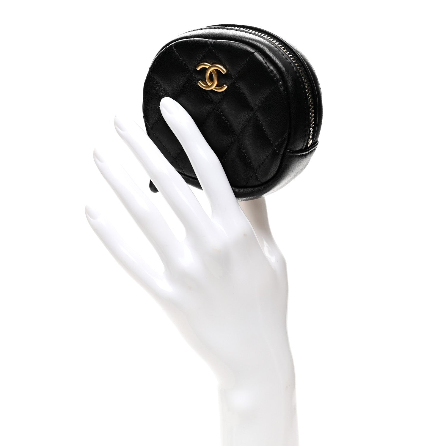 Chanel Lambskin Quilted Zip Around Classic Coin Purse Black 2 of 7
