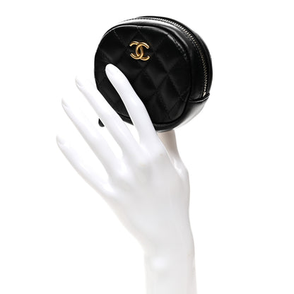 Chanel Lambskin Quilted Zip Around Classic Coin Purse Black 2 of 7