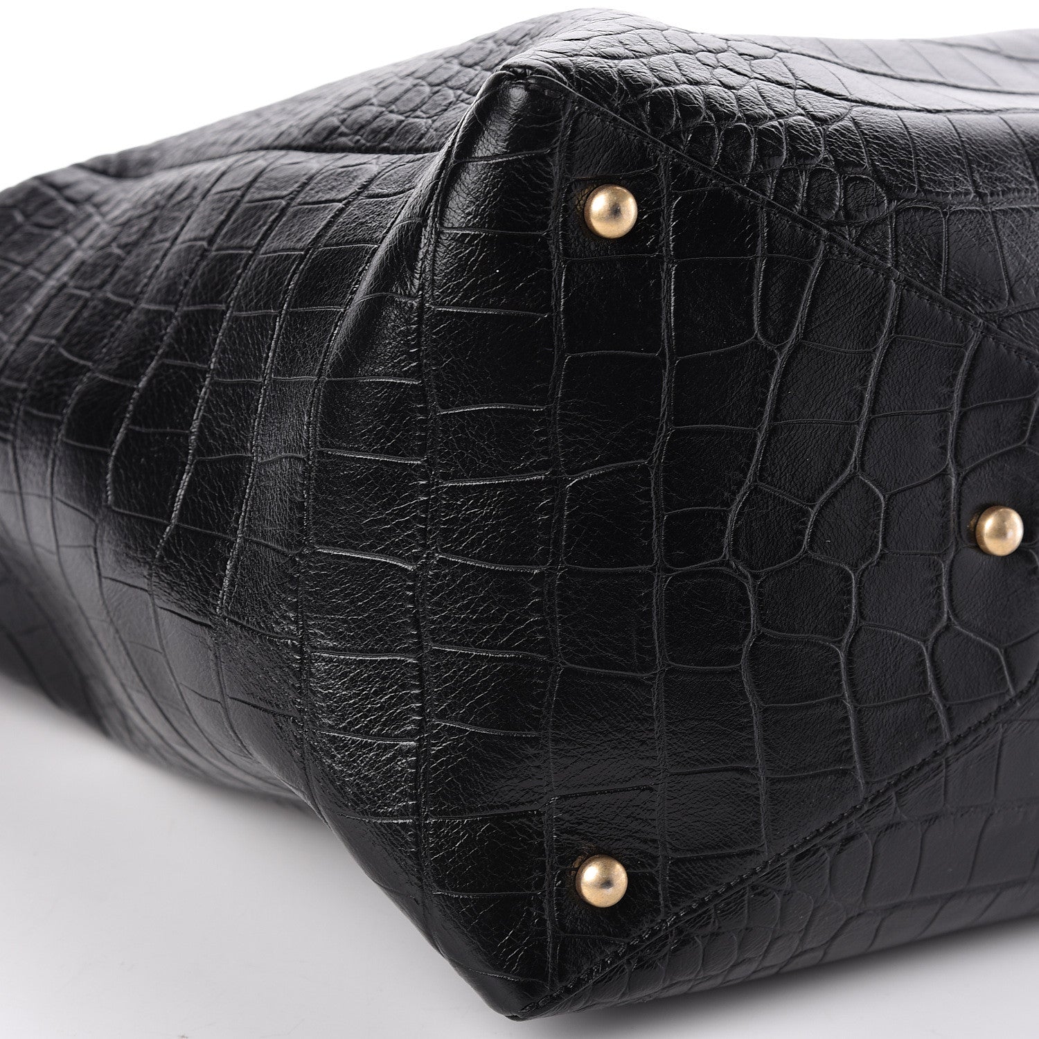 Chanel Calfskin Crocodile Embossed Large Cocodile Shopping Tote Black 9 of 10