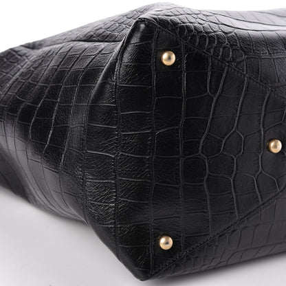 Chanel Calfskin Crocodile Embossed Large Cocodile Shopping Tote Black 9 of 10