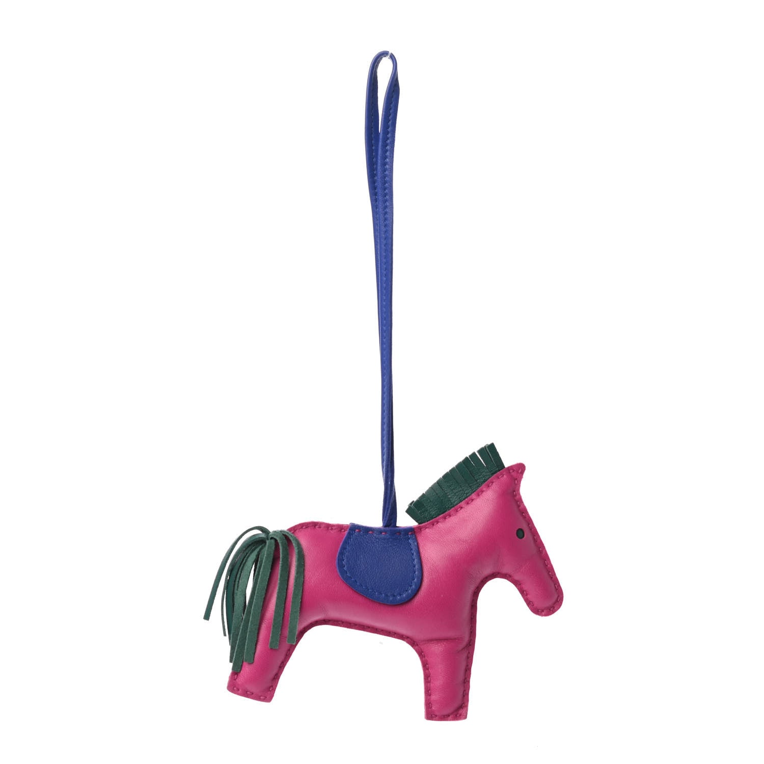 Hermes Milo Lambskin Grigri Rodeo Horse Bag Charm MM Rose Pourpre Malachite Bleu Electrique 1 of 4
