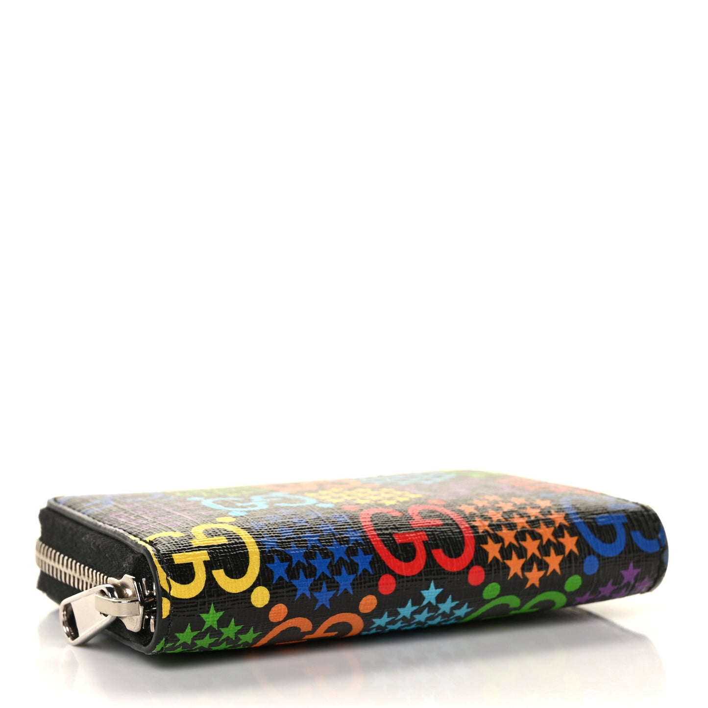 GG Supreme Monogram Psychedelic Zip Around Card Case Wallet Black