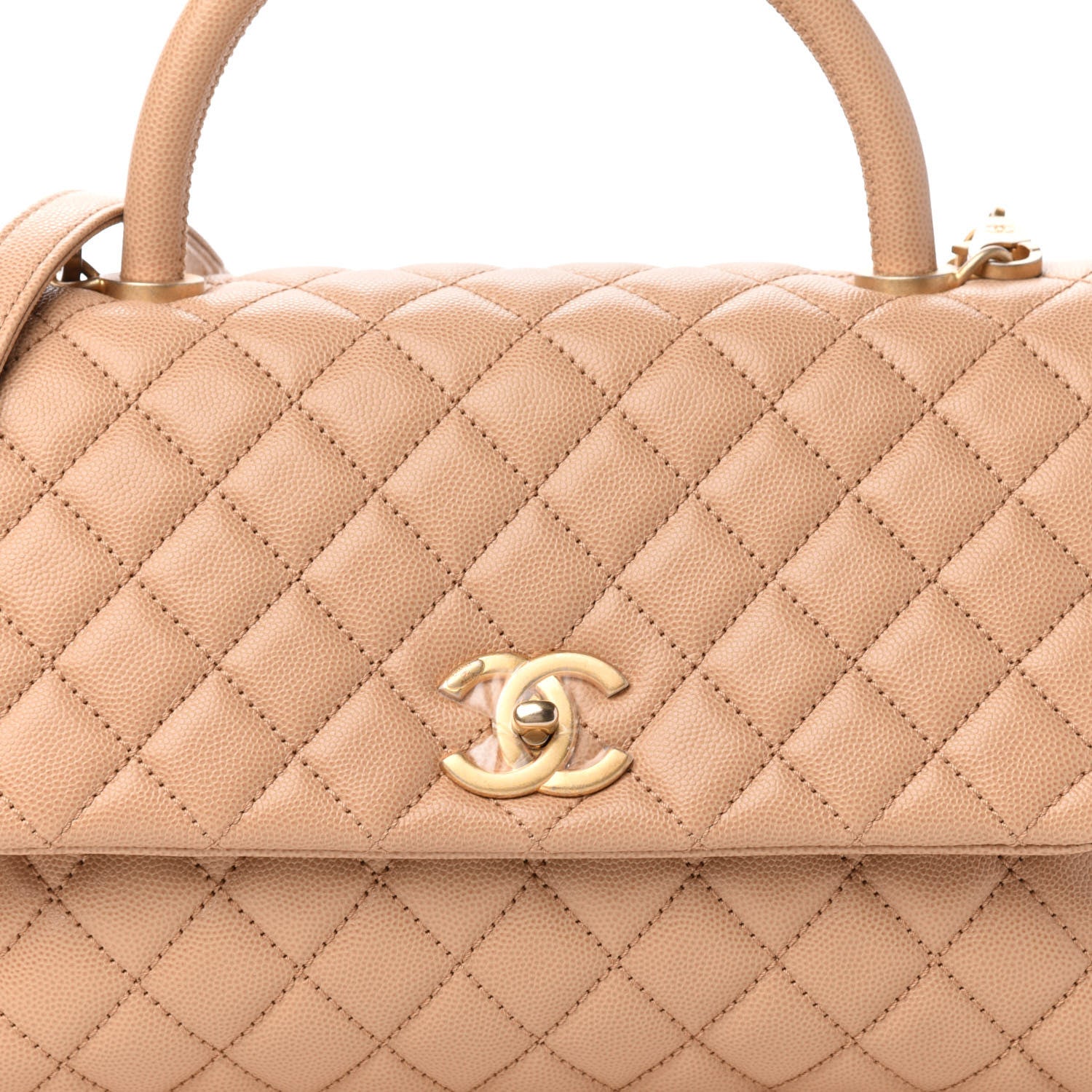 Chanel Caviar Quilted Small Coco Handle Flap Light Beige 11 of 11
