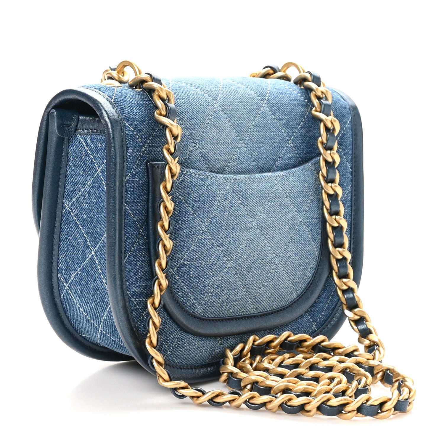 Chanel Washed Denim Quilted Small Messenger Flap Blue 3 of 11