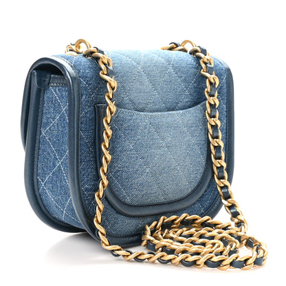 Chanel Washed Denim Quilted Small Messenger Flap Blue 3 of 11