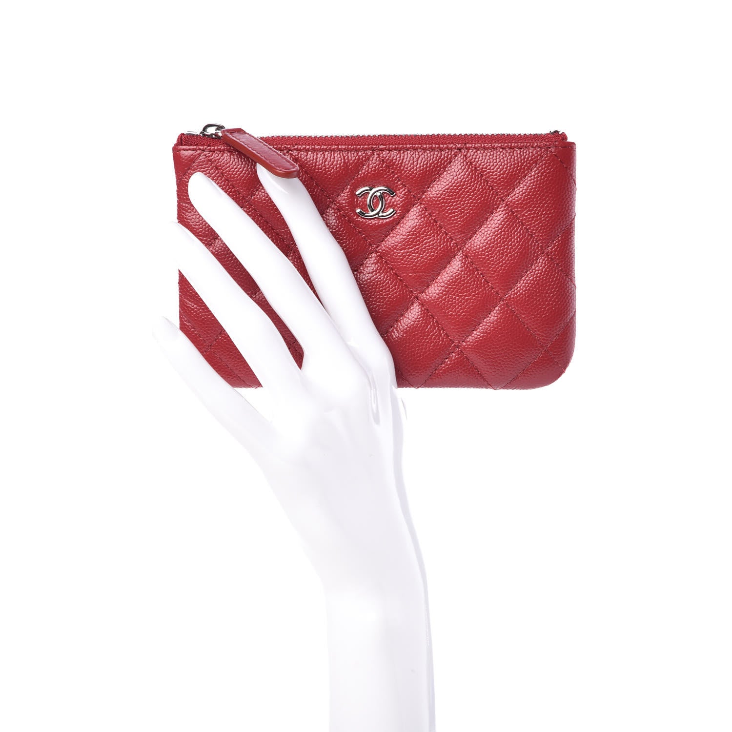 Chanel Caviar Quilted Small Cosmetic Case Dark Red 2 of 8