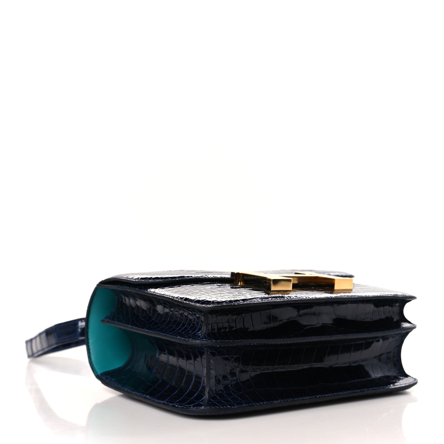 Hermes Shiny Alligator Verso Constance 24 Blue Saphire Bleu Paon 4 of 10