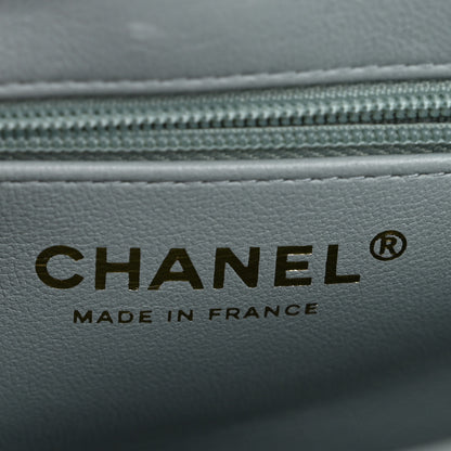 Chanel Shiny Aged Calfskin Quilted Nano Kelly Shopper Light Blue 6 of 11