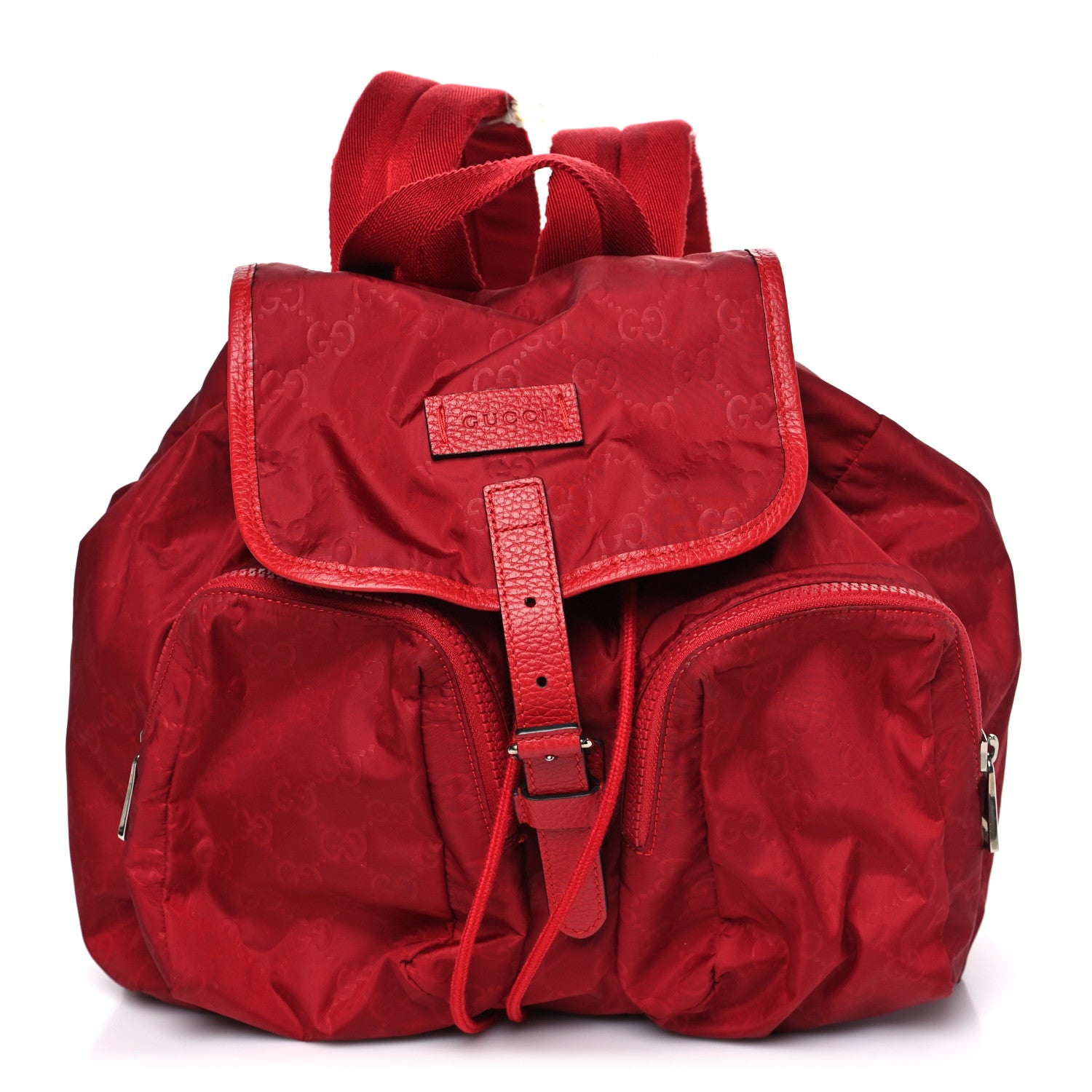 Gucci Nylon Monogram Medium Light Single Buckle Backpack Vibrant Red 1 of 10