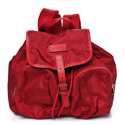 Gucci Nylon Monogram Medium Light Single Buckle Backpack Vibrant Red 1 of 10