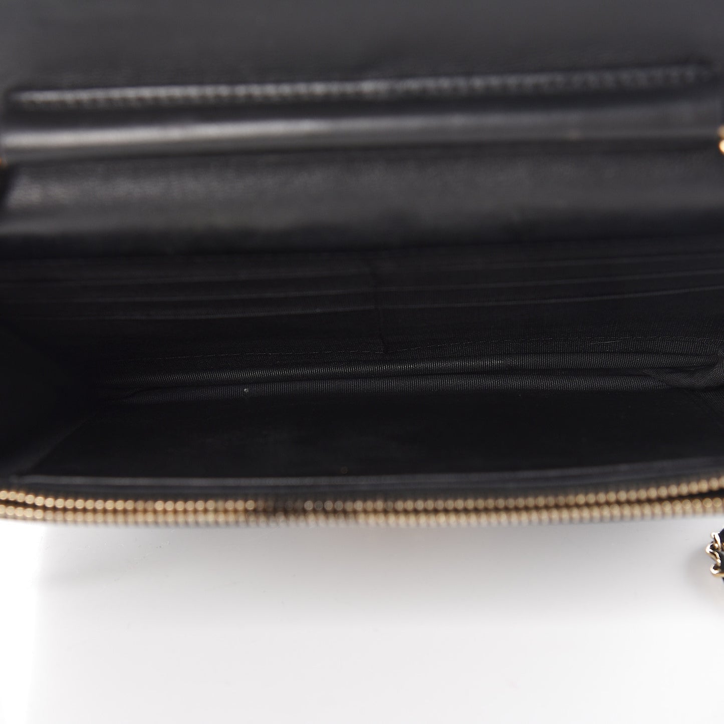 Lambskin Quilted Golden Class Wallet on Chain WOC Black