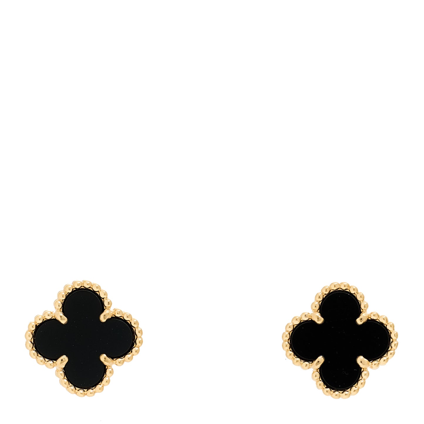 18K Yellow Gold Black Onyx Sweet Alhambra Earrings