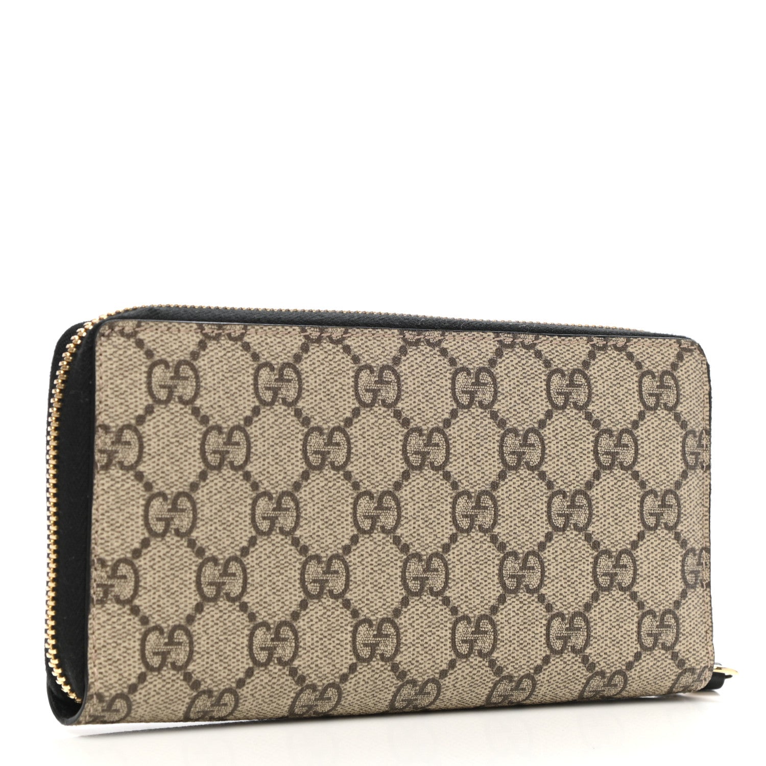 Gucci Dollar Calfskin GG Supreme Monogram GG Marmont Zip Around Wallet Black Beige Ebony 3 of 7