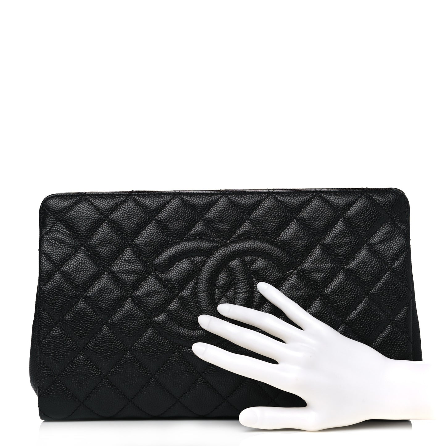 Caviar Quilted CC Large Clutch Black