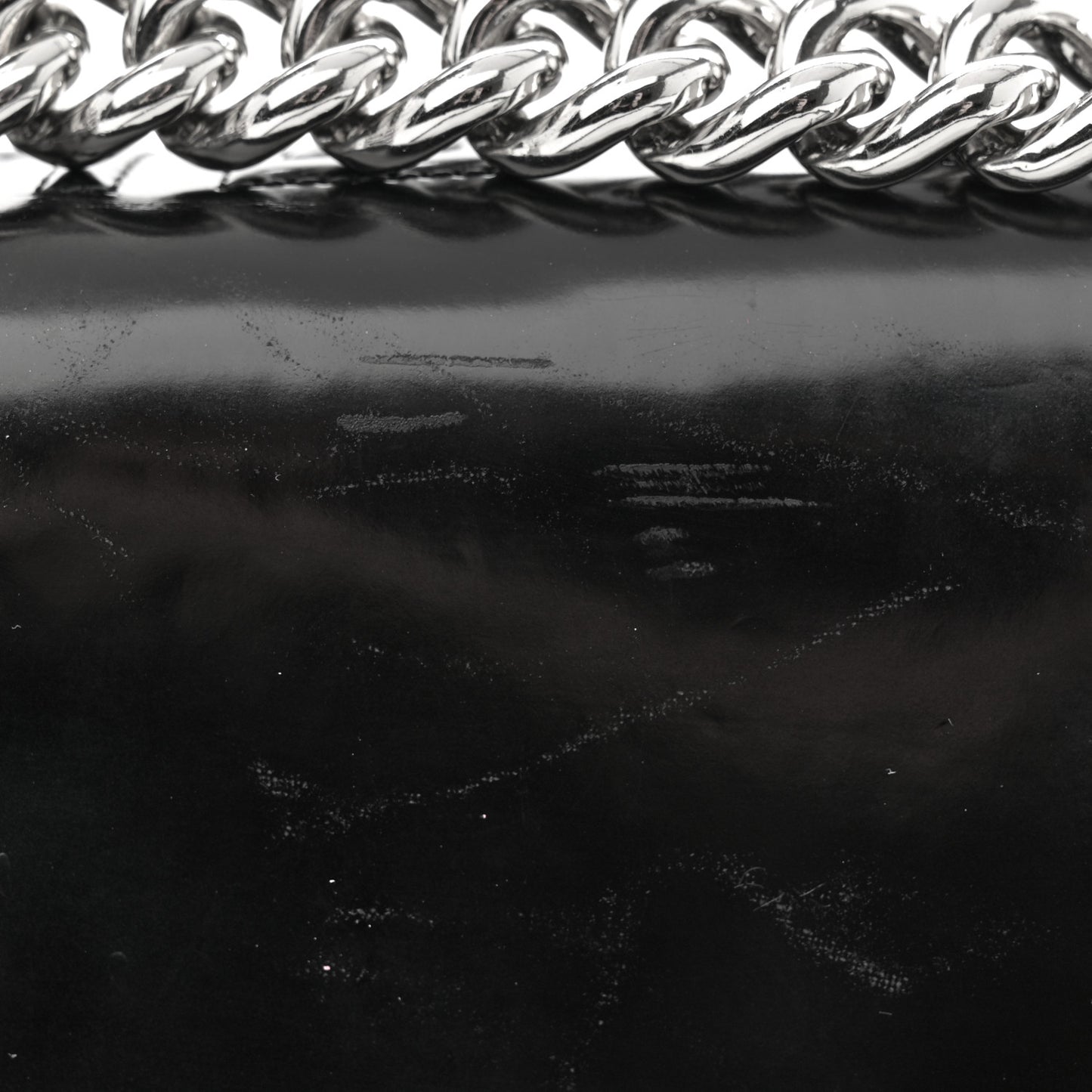 Glazed Calfskin Medium Boy Flap Black