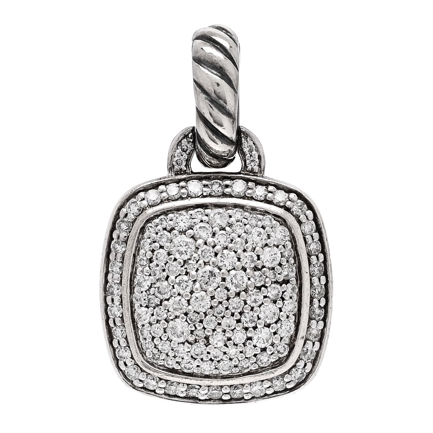 David Yurman Sterling Silver Diamond 11mm Albion Enhancer Pendant 1 of 4